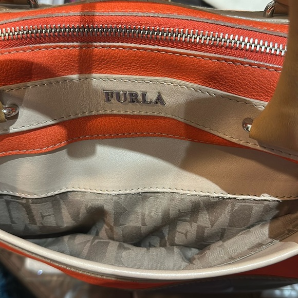 Authentic Furla Laila Bauletto Medium Satchel in Orange & Expresso Brown, EUC - Picture 6 of 16